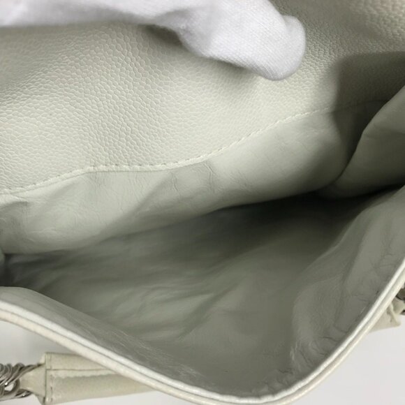 CHANEL White Caviar Leather Logo Shoulder Bag - Picture 11 of 15